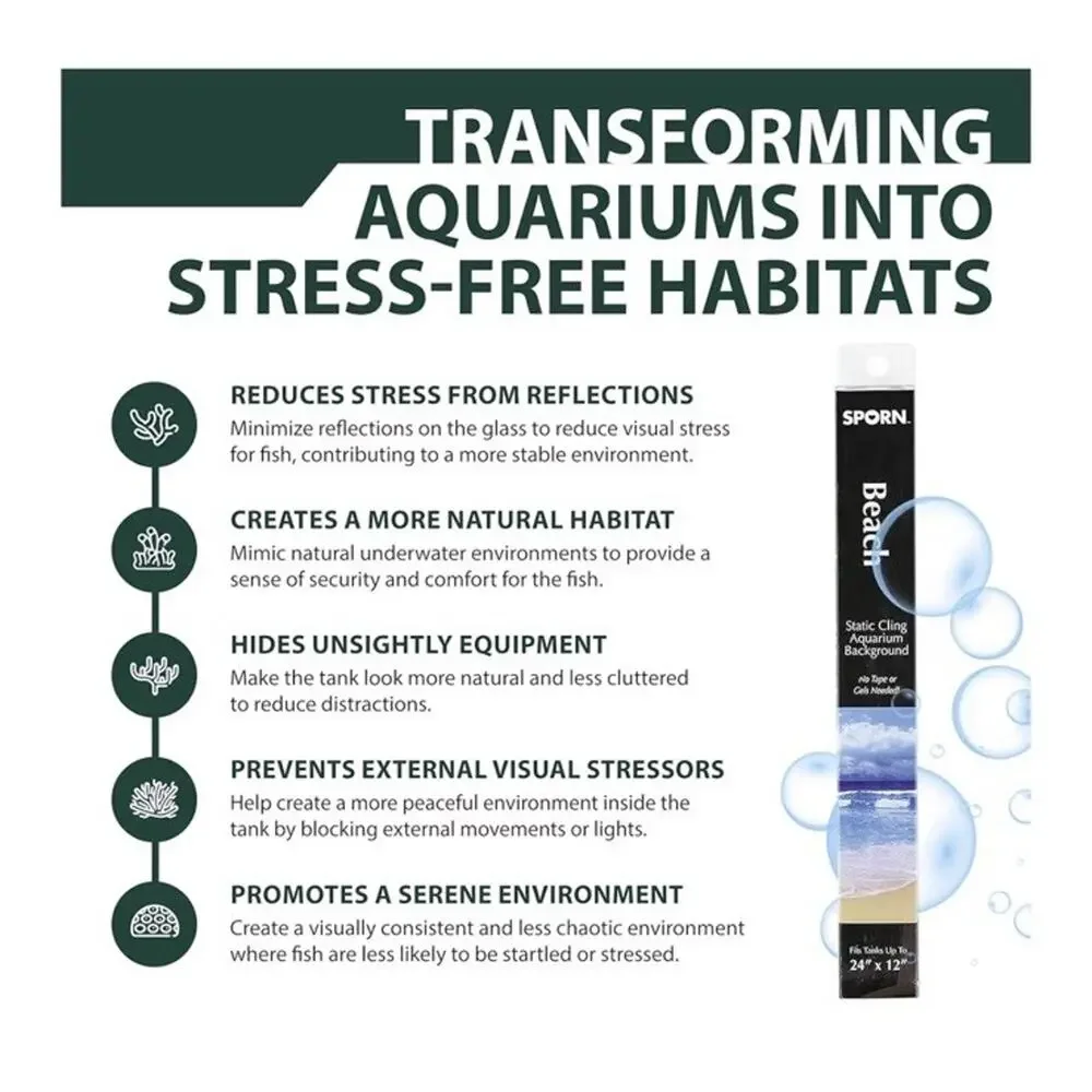 2 Aquatic Creations Aquarium Background Beach Scene 24”x12” 2 for 1